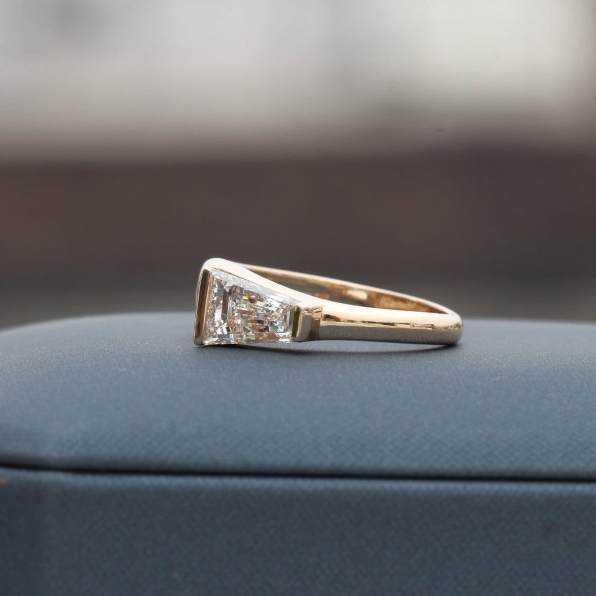 Tapered Baguette Cut Solitaire Lab Grown Diamond Ring - Perspective View