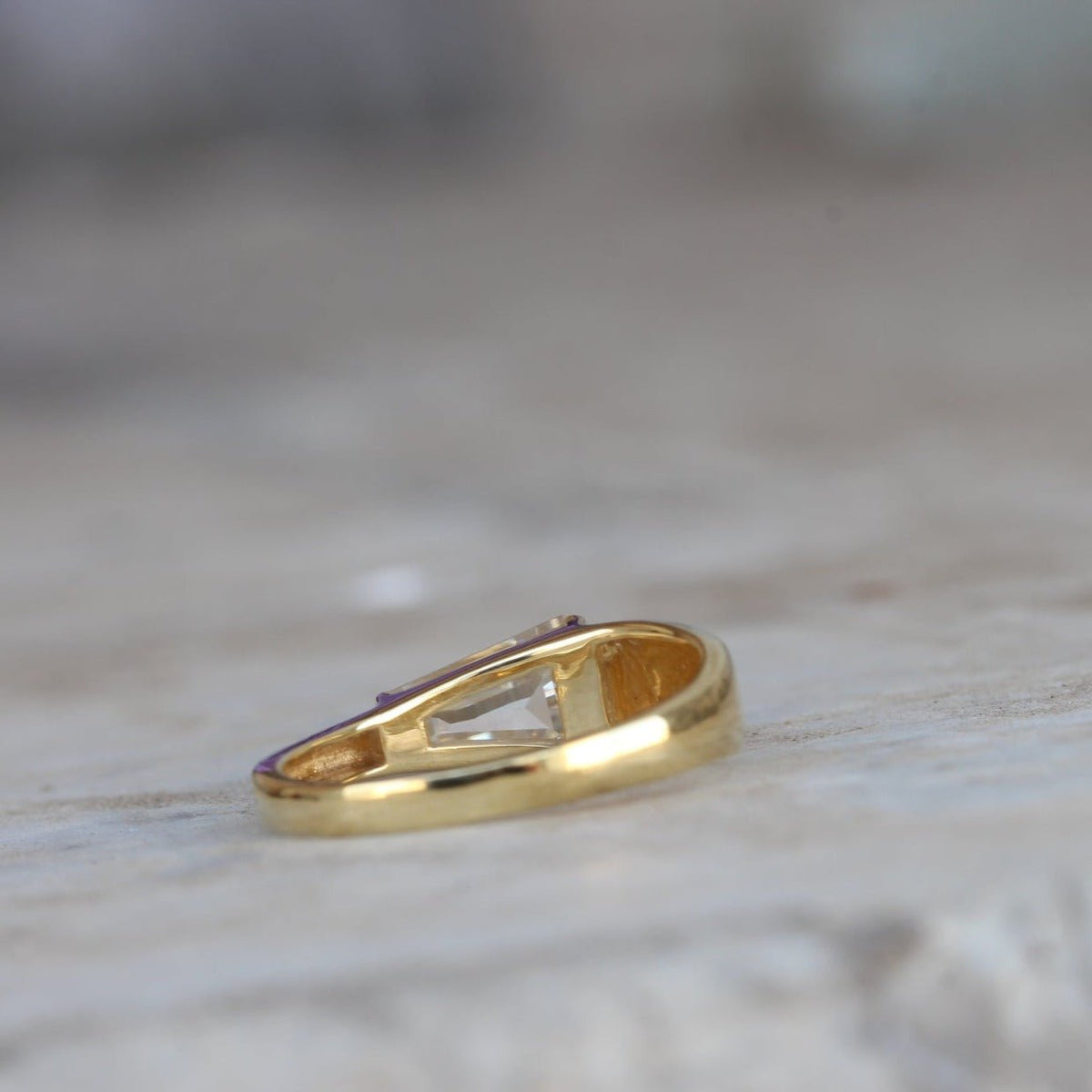 Tapered Baguette Cut Solitaire Lab Grown Diamond Ring - Detail View