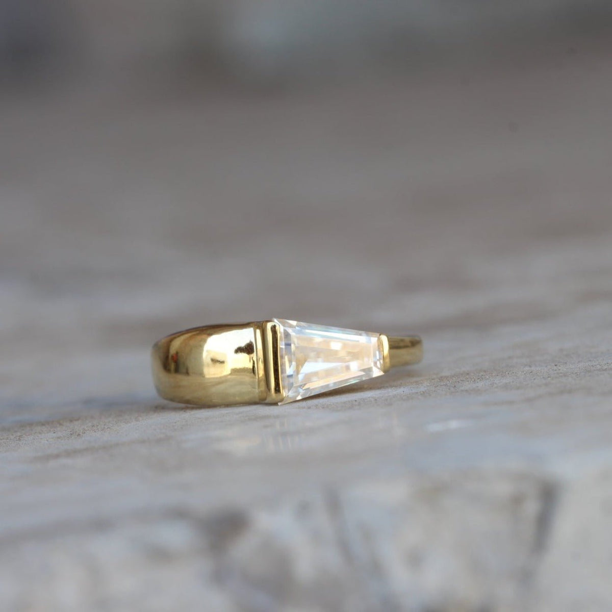 Tapered Baguette Cut Solitaire Lab Grown Diamond Ring in Platinum - Top View