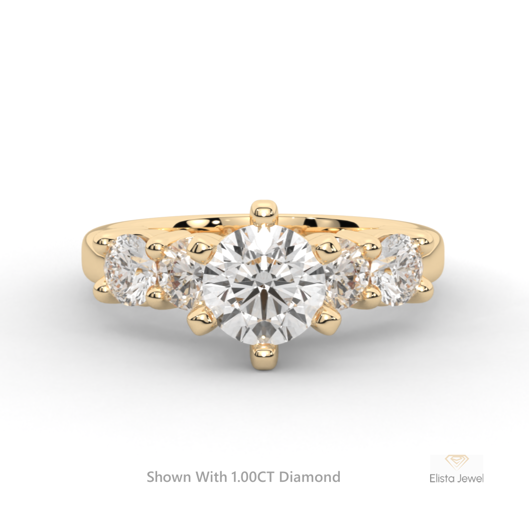 Round Cut Five Stone Engagement Ring