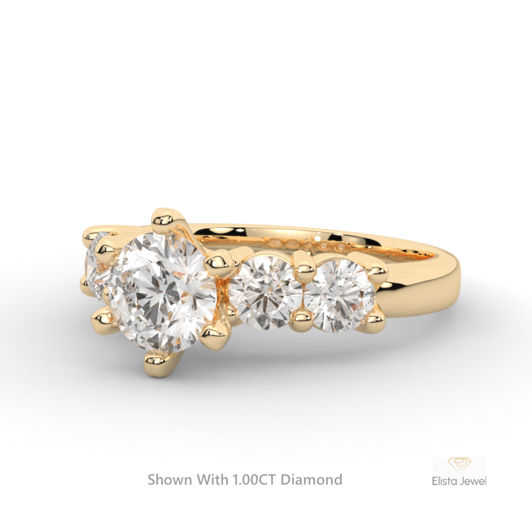Round Cut Five Stone Engagement Ring