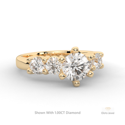 Round Cut Five Stone Engagement Ring