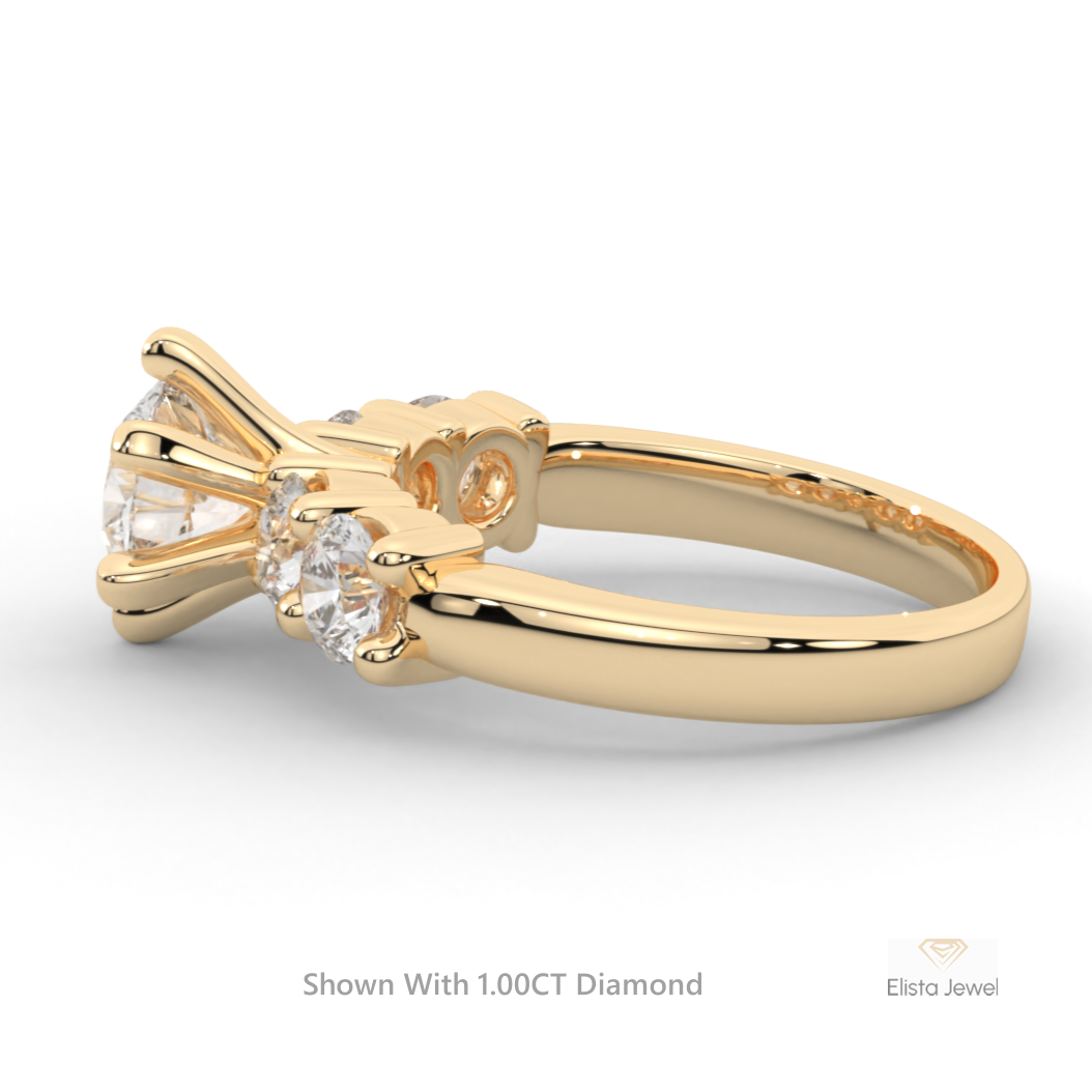 Round Cut Five Stone Engagement Ring