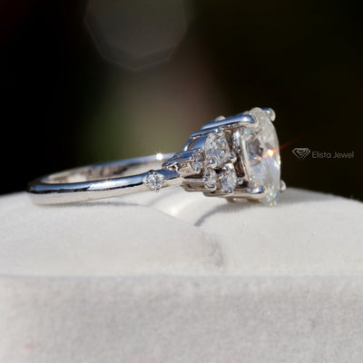Pear Cut Solitaire Accent Engagement Ring
