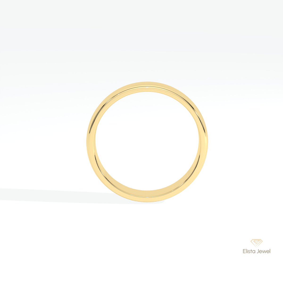 14K Gold Comfort Fit Plain Wedding Lab Grown Diamond Band - Close-up View