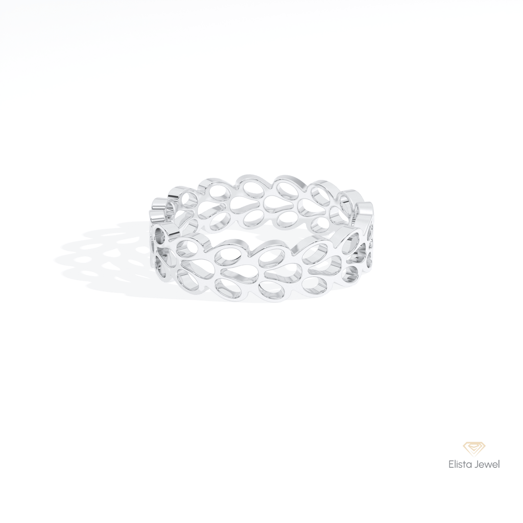 14K Gold Mesh Wedding Lab Grown Diamond Band - Detail View