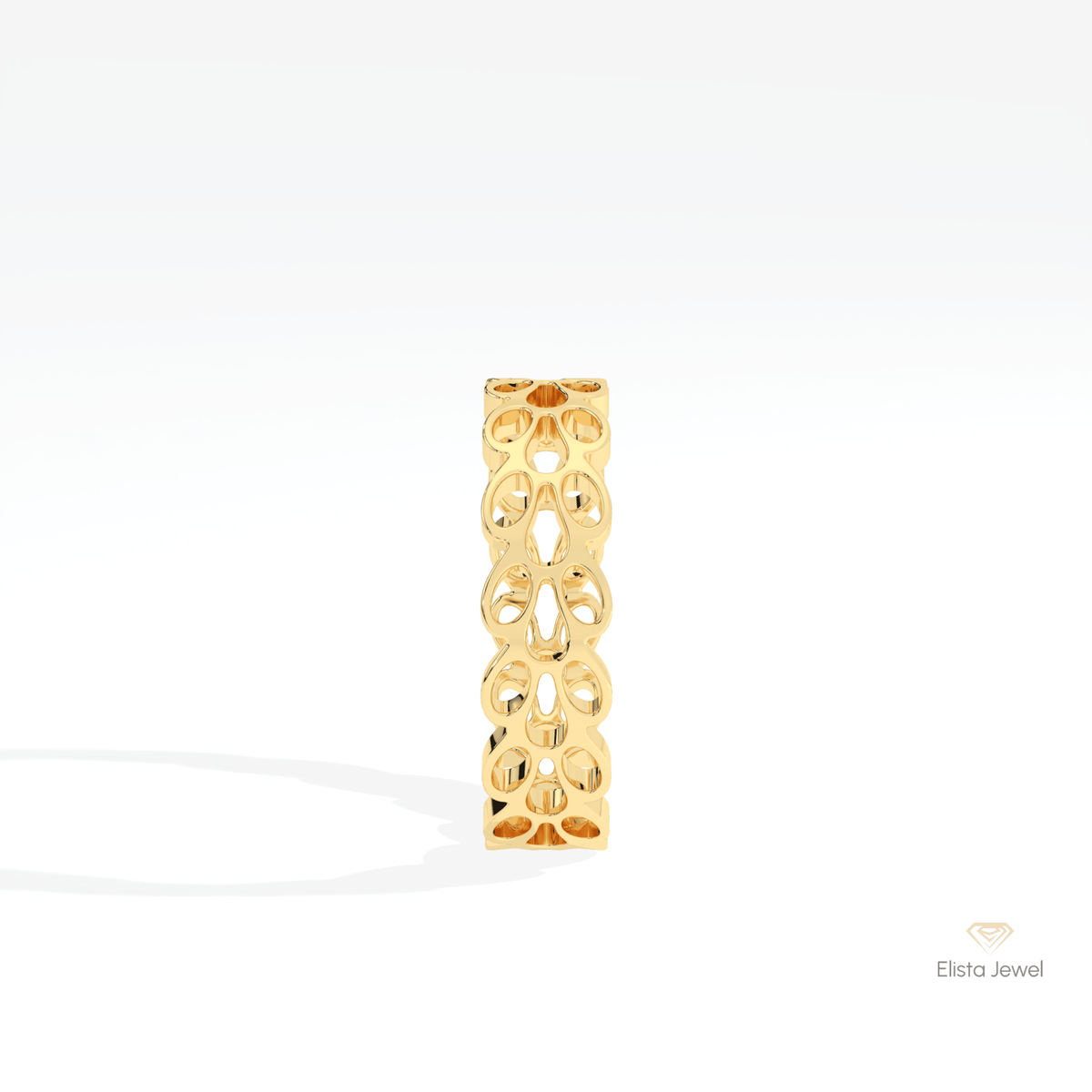 14K Gold Mesh Wedding Lab Grown Diamond Band - Additional View