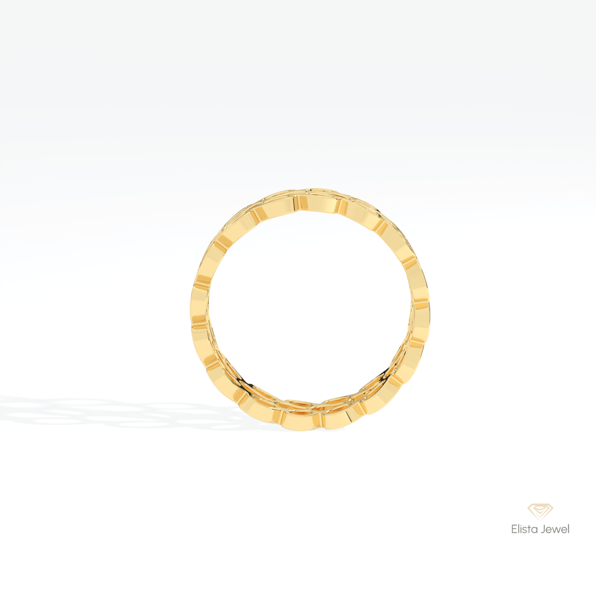 14K Gold Mesh Wedding Lab Grown Diamond Band - Alternative View