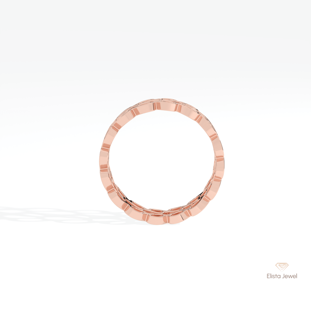 14K Gold Mesh Wedding Lab Grown Diamond Band - Angled View