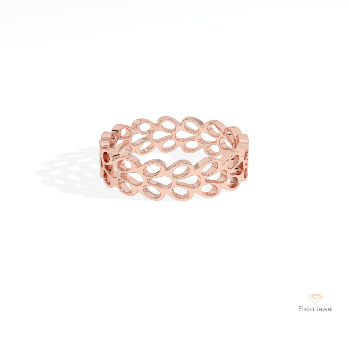 14K Gold Mesh Wedding Lab Grown Diamond Band - Front View