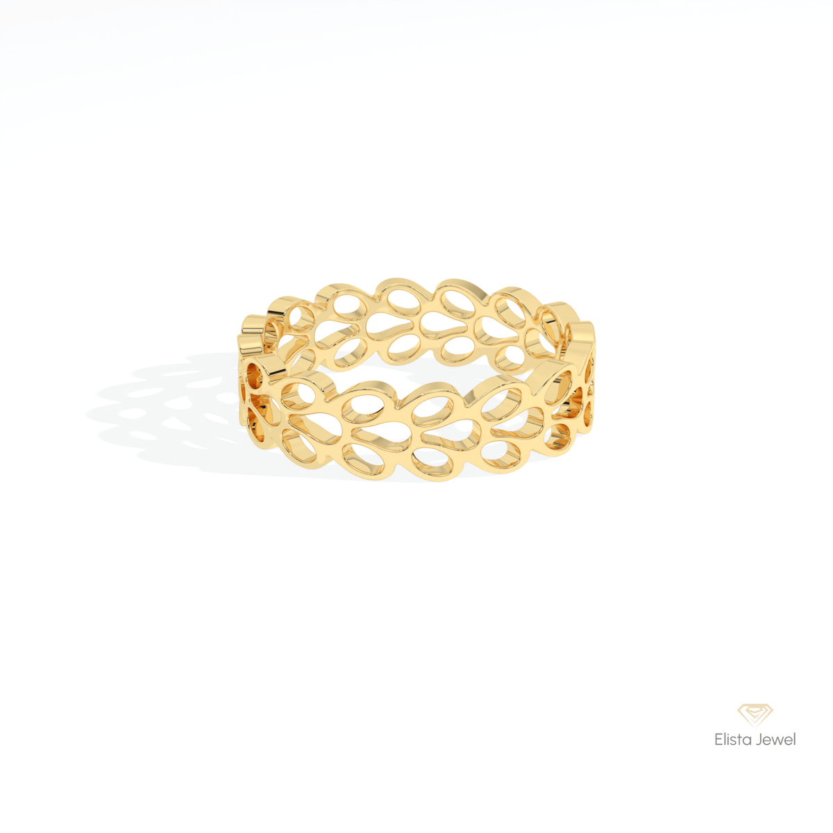 14K Gold Mesh Wedding Lab Grown Diamond Band - Ring on Hand View
