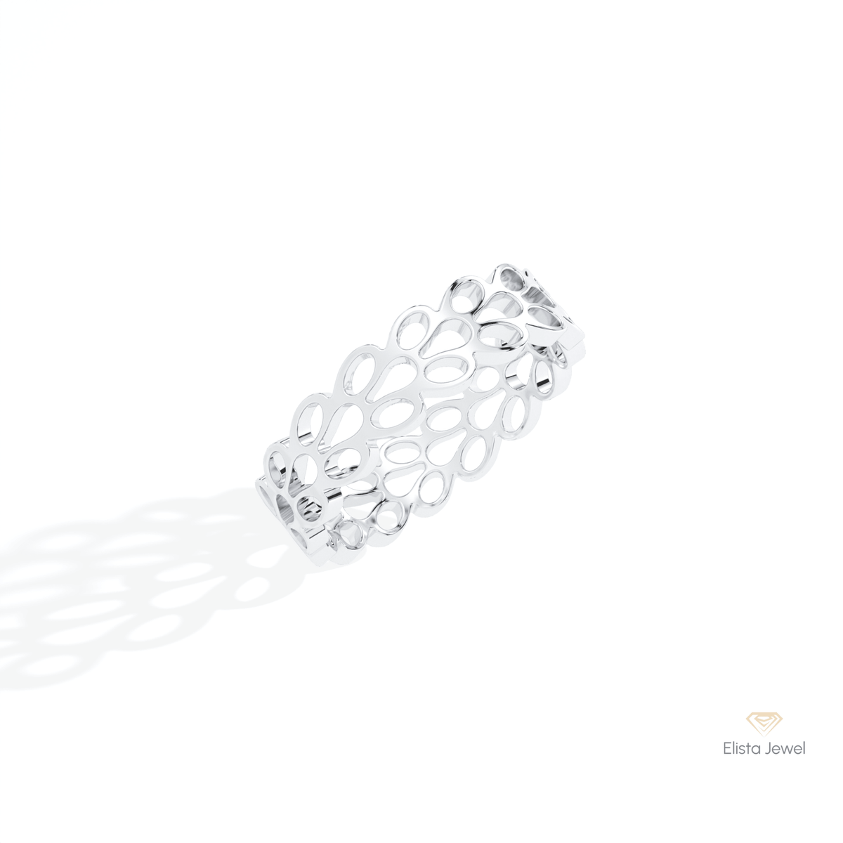 14K Gold Mesh Wedding Lab Grown Diamond Band - Profile View