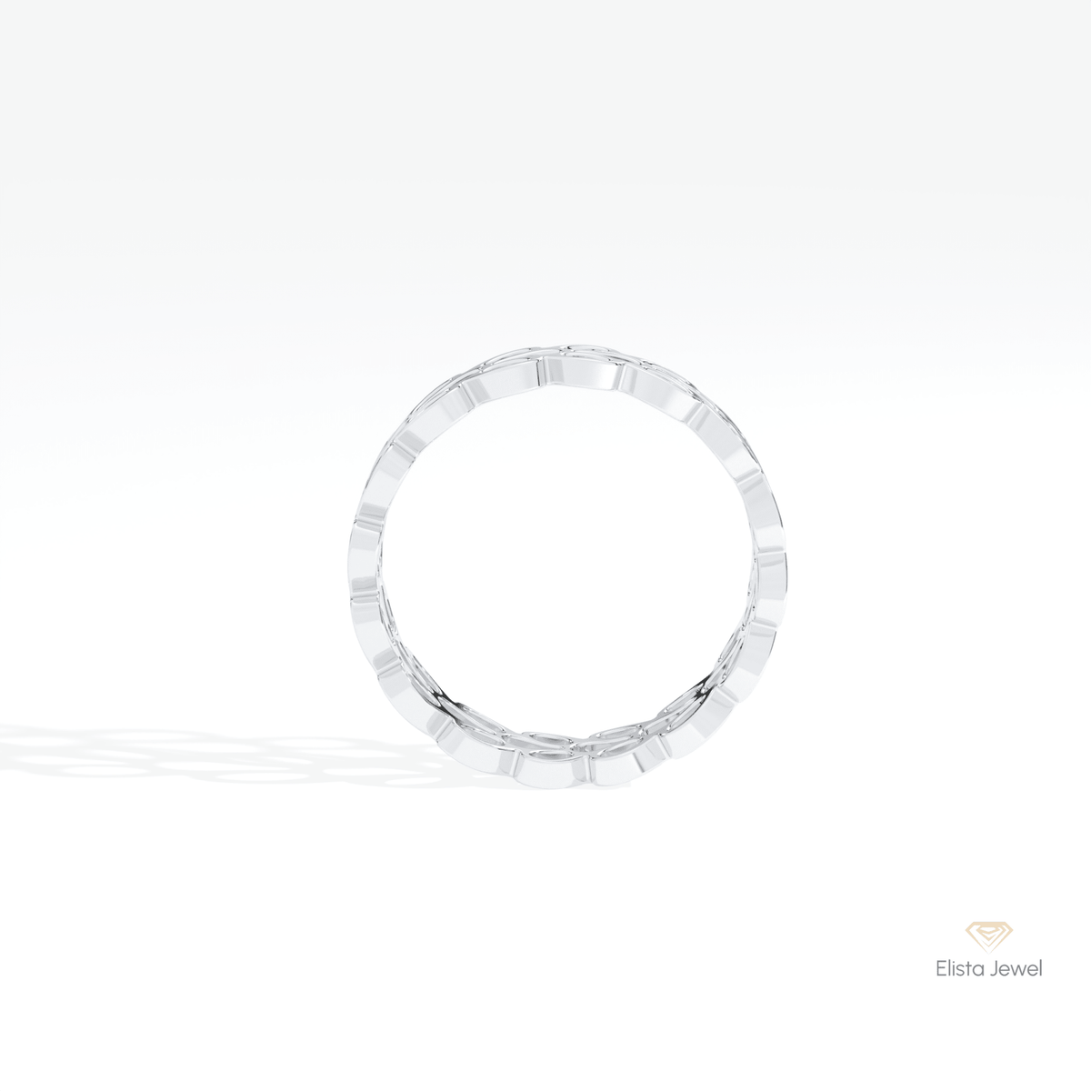 14K Gold Mesh Wedding Lab Grown Diamond Band - Close-up View