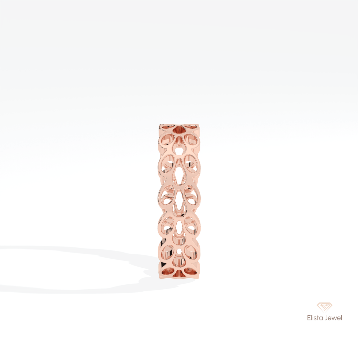 14K Gold Mesh Wedding Lab Grown Diamond Band - Top View