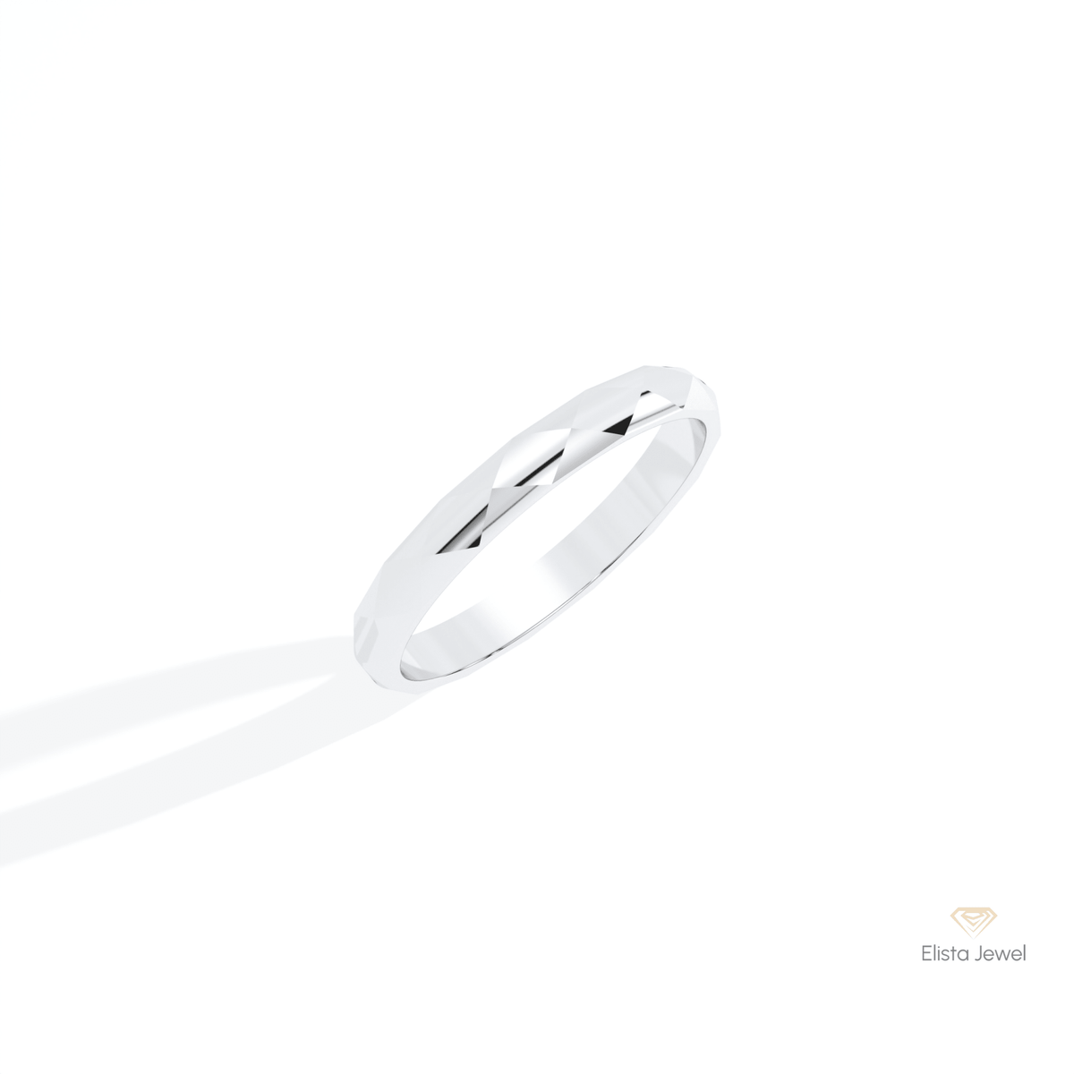 14K Gold Unique Plain Wedding Lab Grown Diamond Band - Side View