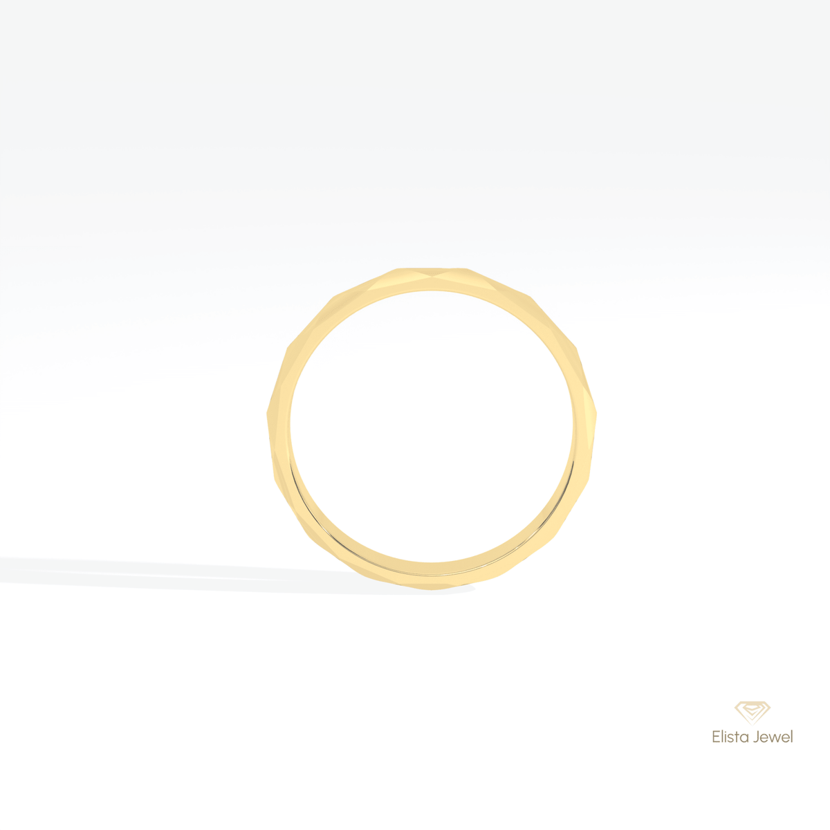 14K Gold Unique Plain Wedding Lab Grown Diamond Band - Close-up View