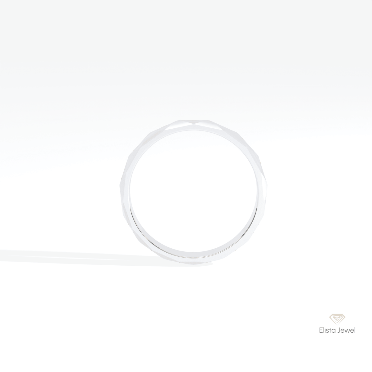 14K Gold Unique Plain Wedding Lab Grown Diamond Band - Angled View