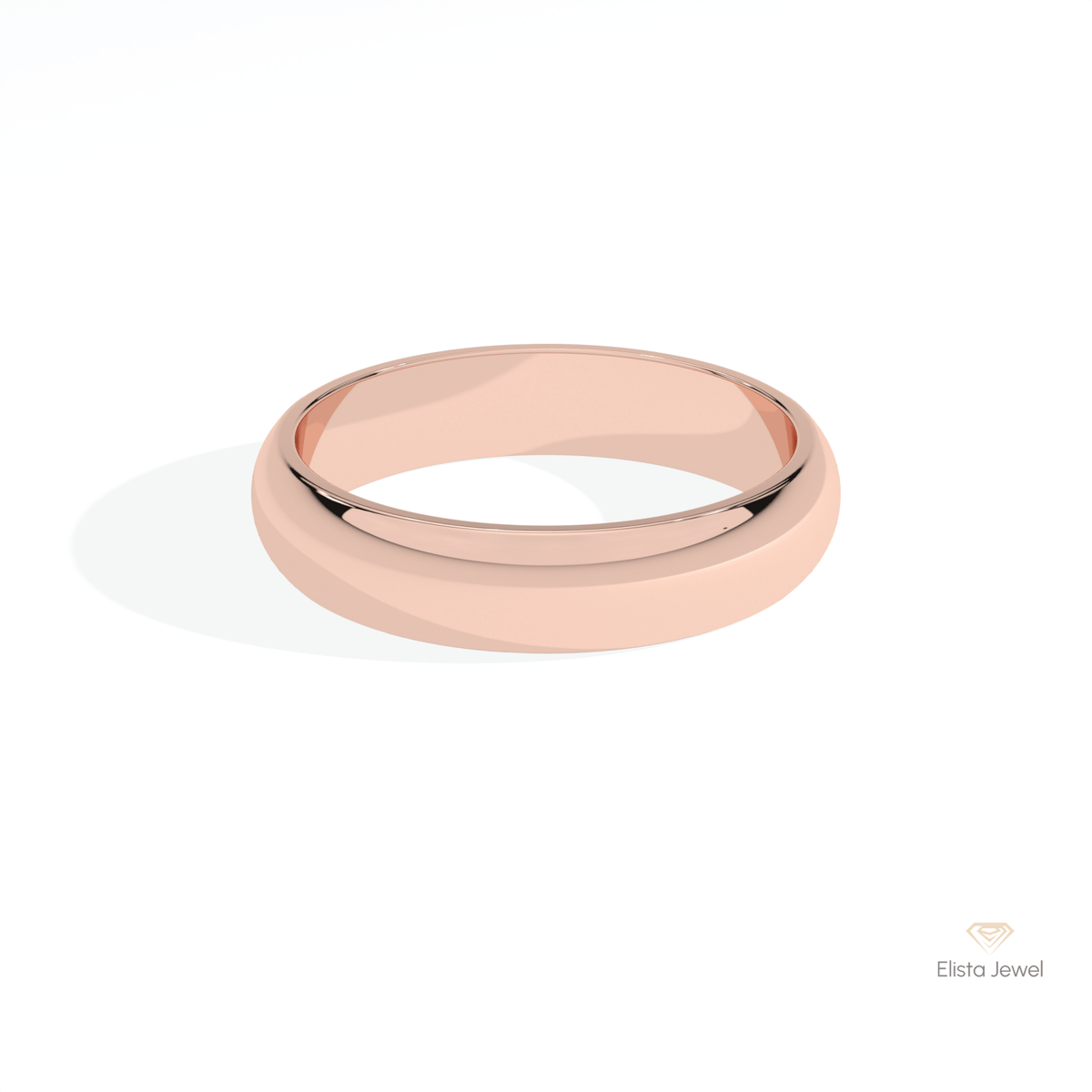 18K Gold Unique Plain Wedding Lab Grown Diamond Band - Front View