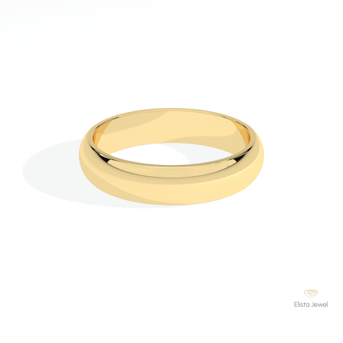 18K Gold Unique Plain Wedding Lab Grown Diamond Band - Ring on Hand View