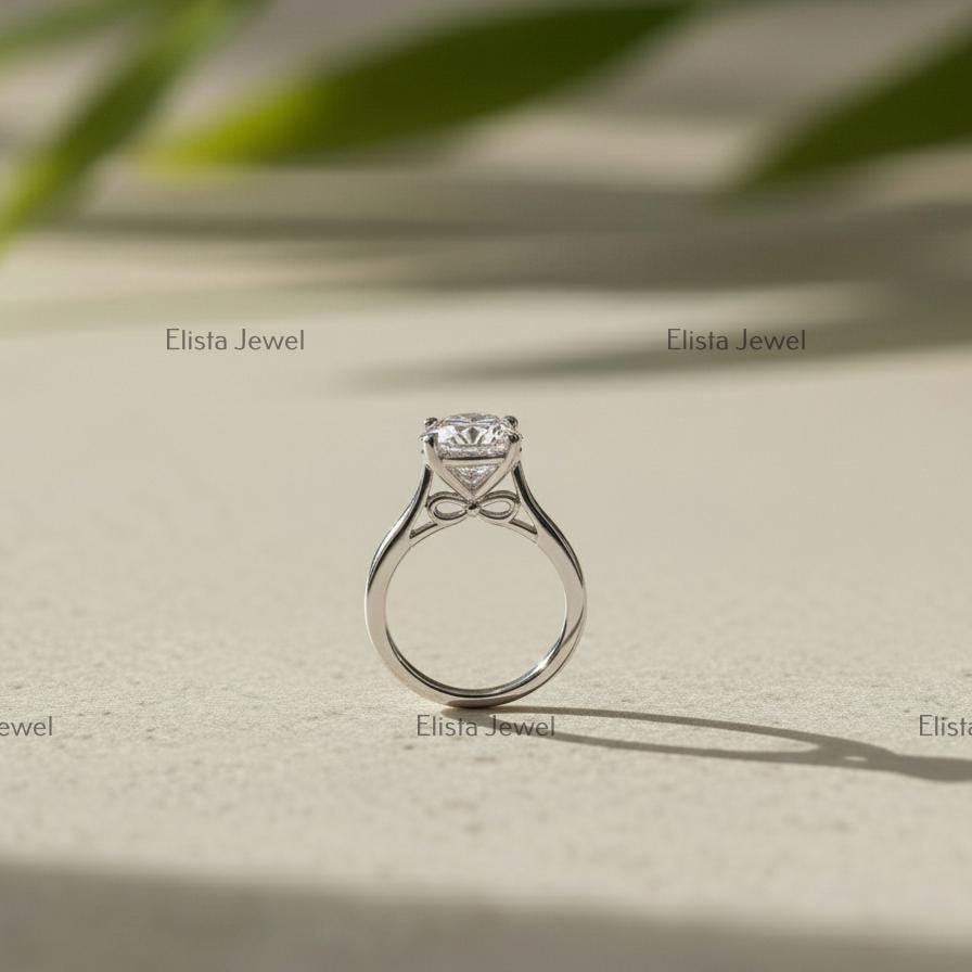 2CT Lab Grown Diamond Solitaire Ring, 14K White Gold Engagement Ring