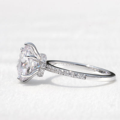 3.70CT Round Cut Hear & Arrow Lab Diamond Collar Halo Pave Engagement Ring For Her Made in Solid Gold Or Platinum