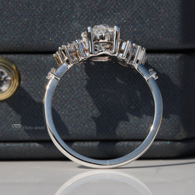Pear Cut Solitaire Accent Engagement Ring
