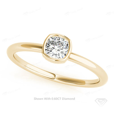 Cushion Cut Bezel Solitaire Wedding Ring