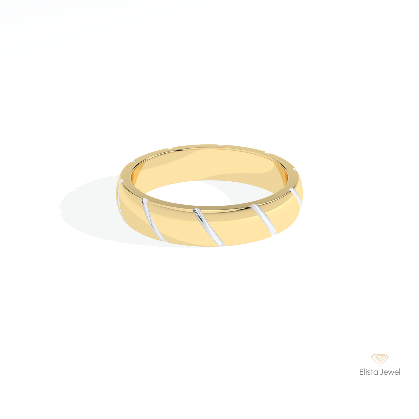 Two Tone 14K Gold Wedding Band