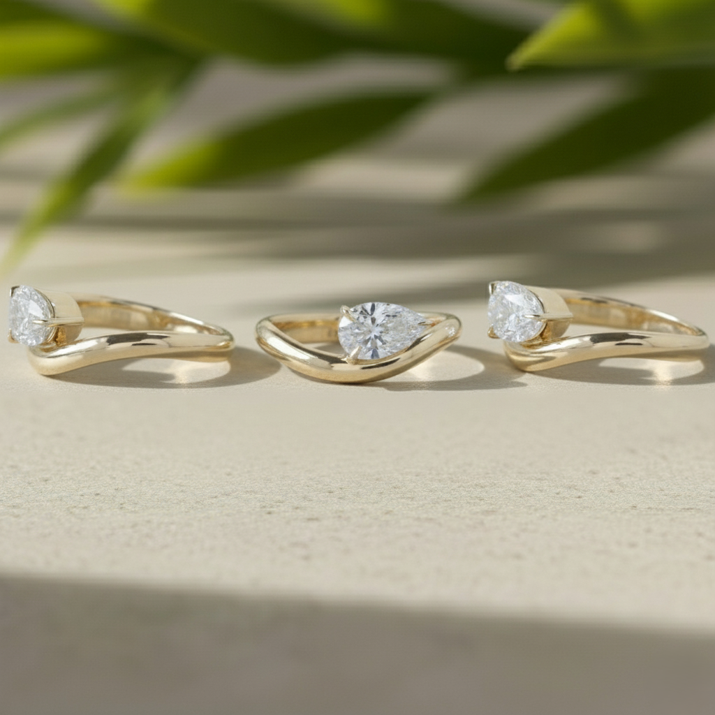1.50CT East West Pear Cut Lab Grown Diamond Solitaire Engagement Ring For Women