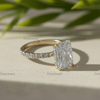 Radiant Cut Lab Grown Diamond Hidden Halo Engagement Ring In 14K Solid Yellow Gold, Certified Diamond Ring For Women