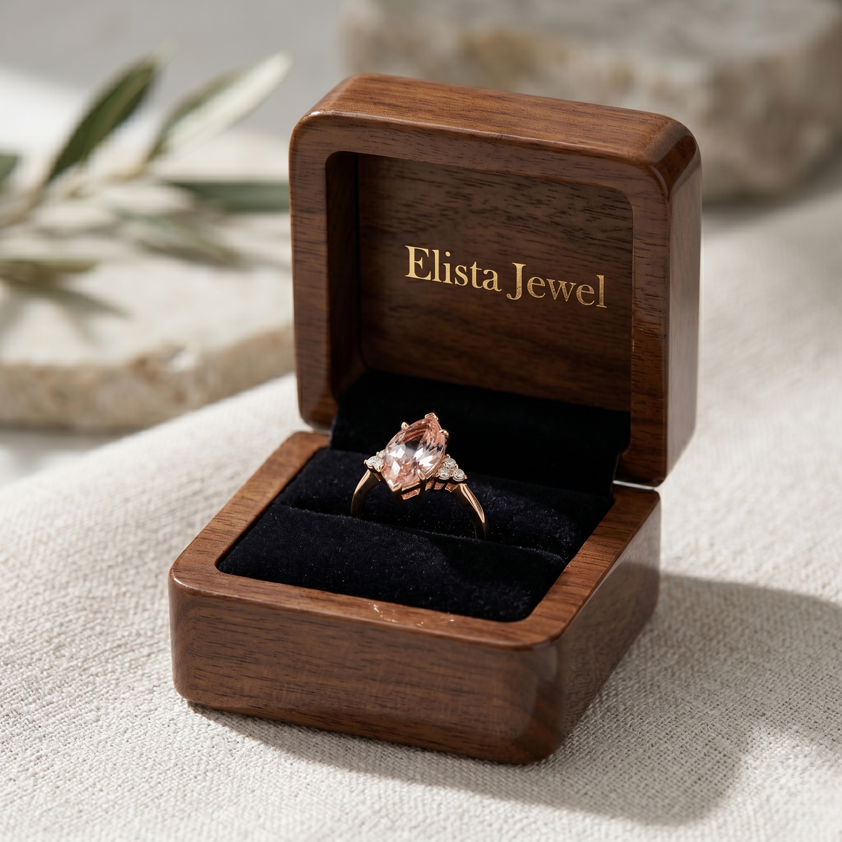 Fancy Pink Marquise Lab Grown Diamond Engagement Ring in 10K Solid Yellow Gold, IGI Certified Pink Diamond Ring