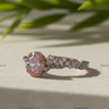 3CT Oval Lab Grown Pink Diamond Engagement Ring With 14K Rose Gold Matching Band