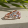 3CT Oval Lab Grown Pink Diamond Engagement Ring With 14K Rose Gold Matching Band