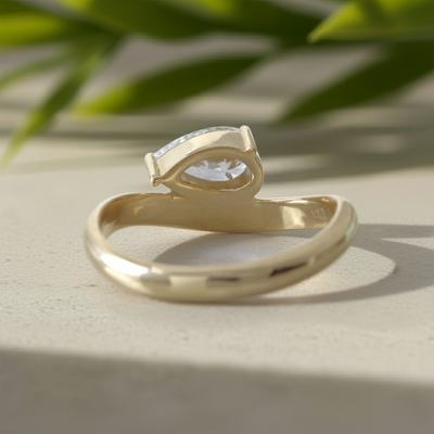 1.50CT East West Pear Cut Lab Grown Diamond Solitaire Engagement Ring For Women