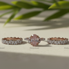 3CT Oval Lab Grown Pink Diamond Engagement Ring With 14K Rose Gold Matching Band