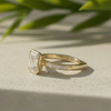 Emerald Cut Lab Grown Diamond Engagement Ring: 14K Gold Euro Shank Band With Baguettes