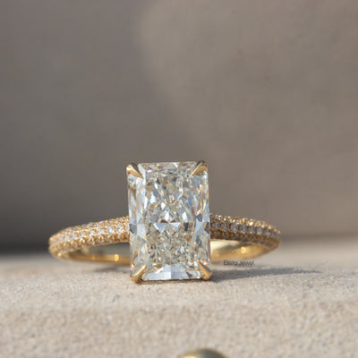Radiant Cut Lab Diamond Hidden Halo Wedding Ring