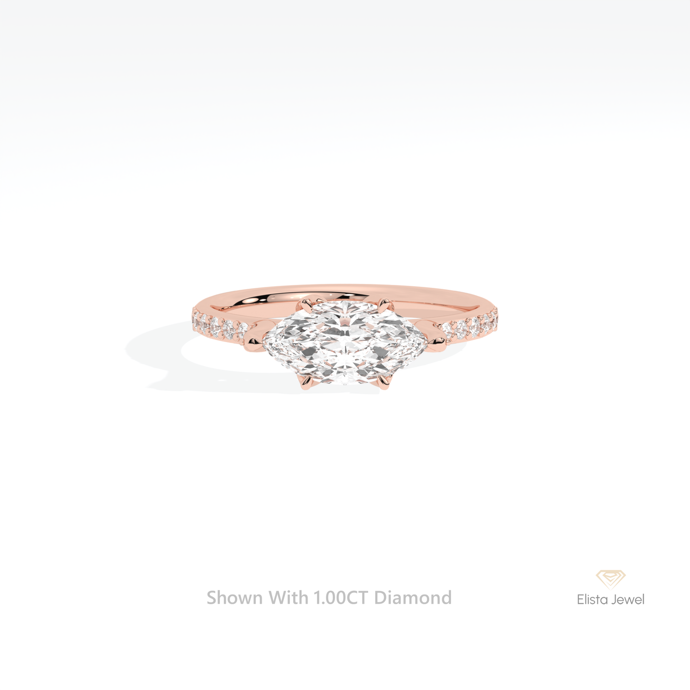East West Marquise Cut Accent Wedding Ring
