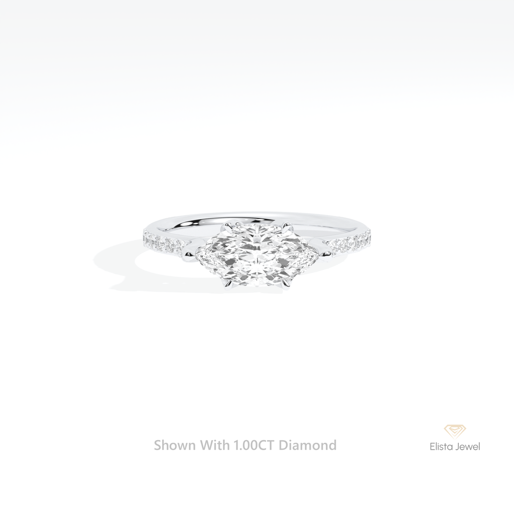 East West Marquise Cut Accent Wedding Ring