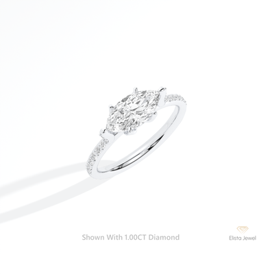 East West Marquise Cut Accent Wedding Ring