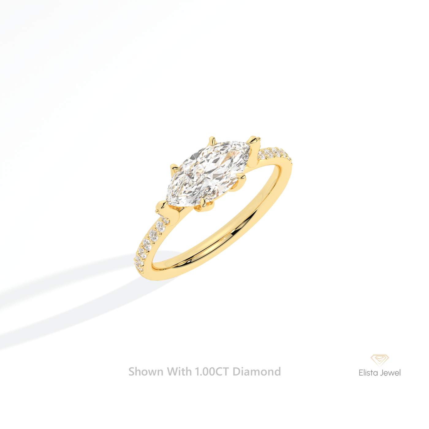 East West Marquise Cut Accent Wedding Ring