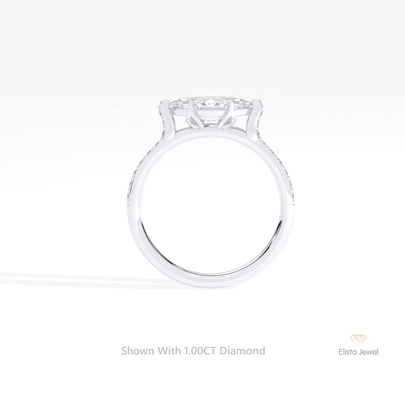 East West Marquise Cut Accent Wedding Ring