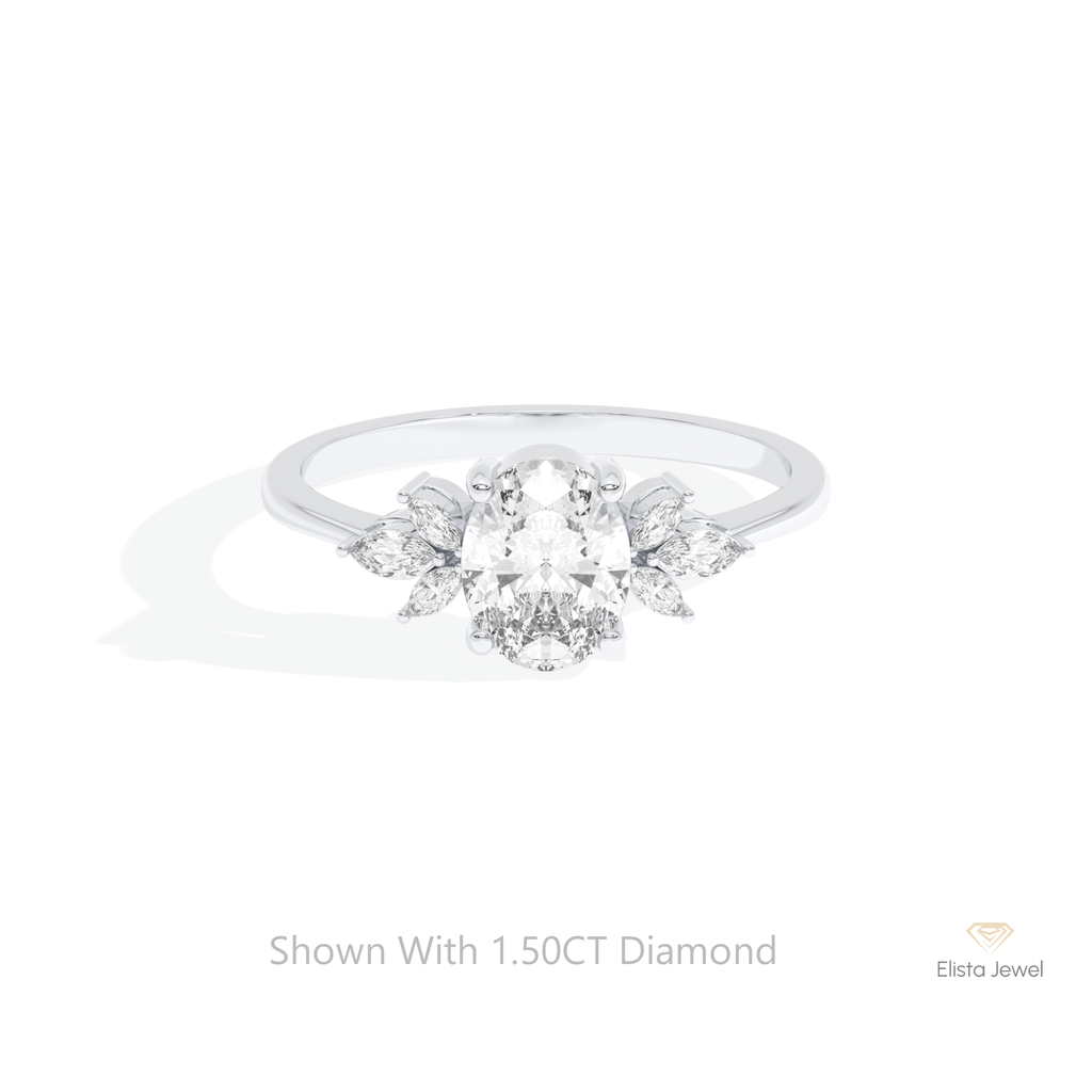 Oval Cut Cluster Wedding Ring