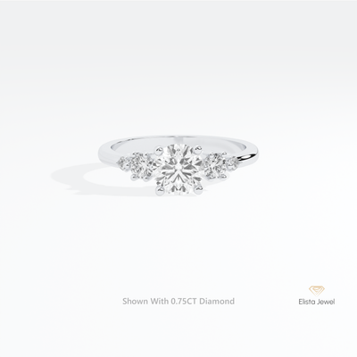 Round Cut Accent Engagement Ring