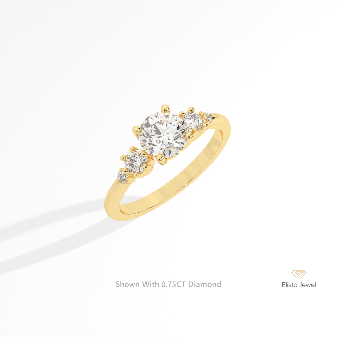 Round Cut Accent Engagement Ring