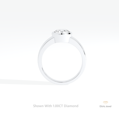 Round Cut Bezel Solitaire Engagement Ring