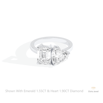 Heart And Emerald Cut Toi Et Moi Ring