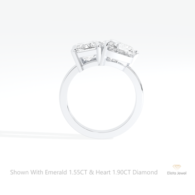 Heart And Emerald Cut Toi Et Moi Ring