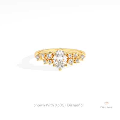 Oval Cut Solitaire Accent Engagement Ring