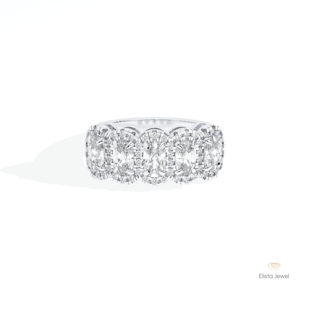 Elongated Cushion Cut Five Stone Ring